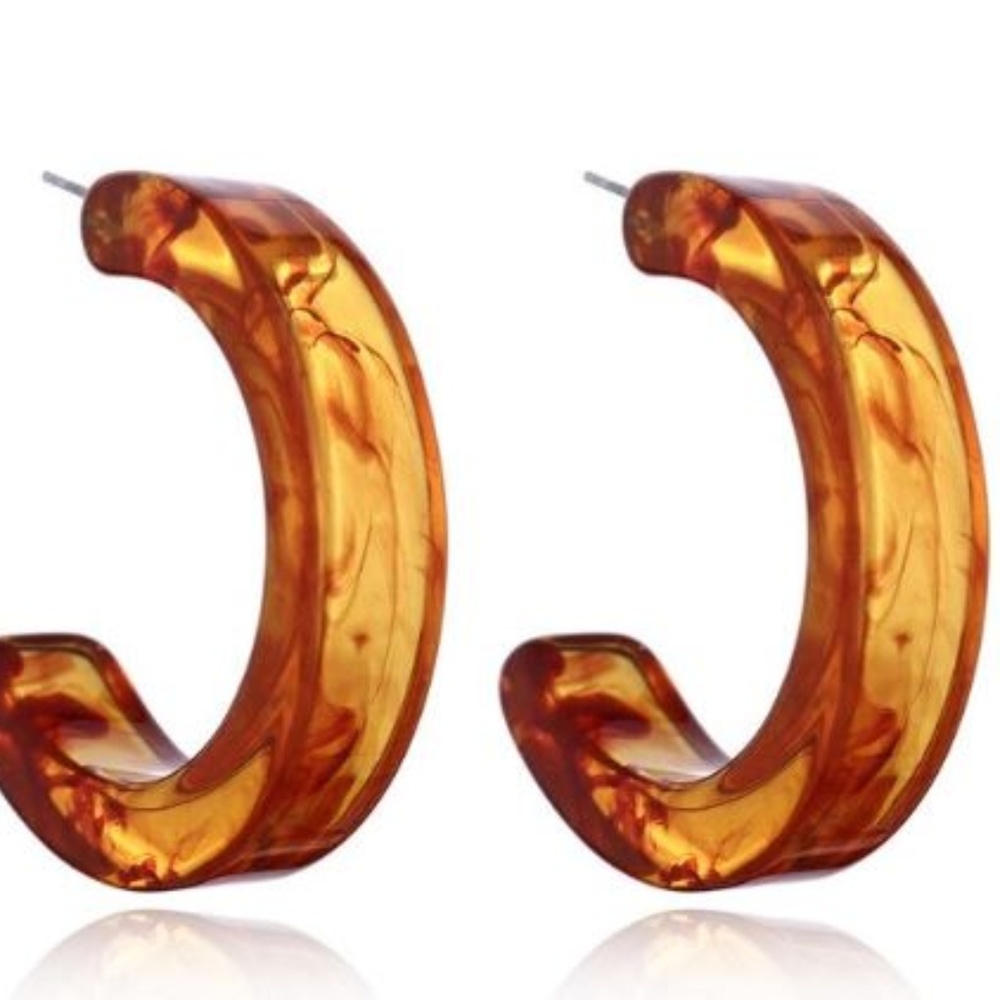 Amber look Bohemia Acrylic chunky Hoop Earrings